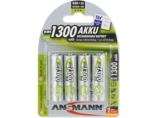 ANSMANN - Batteri 4 x AA type - NiMH - (oppladbart) - 1300 mAh