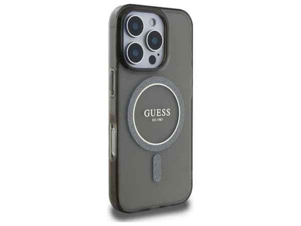 Guess IML Glitter Circle MagSafe case for iPhone 16 Pro Max - black