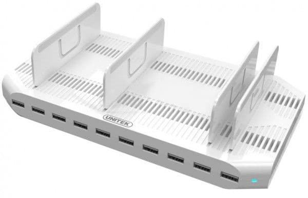 Unitek - Laddningsställ + växelströmsadapter - 2.4 A - 10 utdatakontakter (USB)