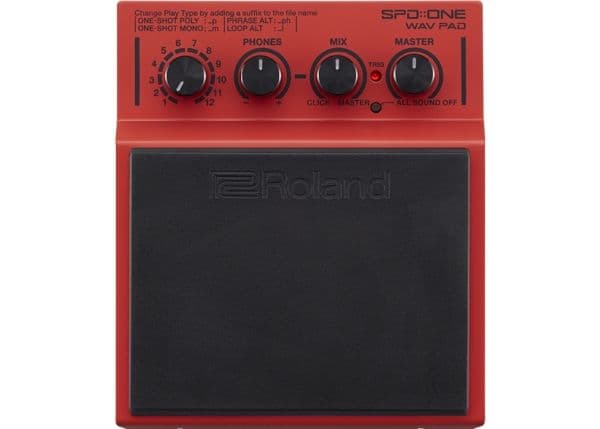 Roland SPD ONE WAV PAD, Sort, Rød, USB Type-B, 6,3 mm, AC, Batteri, AA, 140 mm
