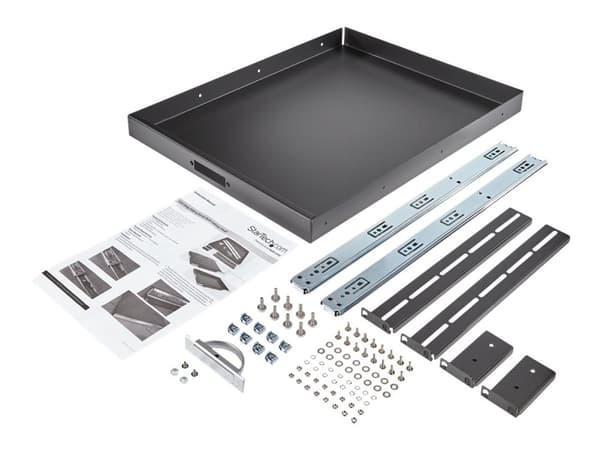 StarTech.com 1U Sliding Server Rack Mount Keyboard Shelf Tray - 55lbs - 22" Deep Steel Pull Out Drawer for 19" AV, Network Equipment Rack (SLIDESHE...