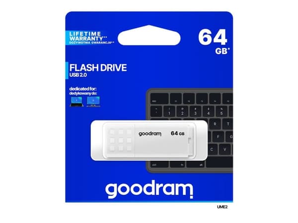 GOODRAM UME2 - USB flash-enhet - 64 GB - USB 2.0 - vit