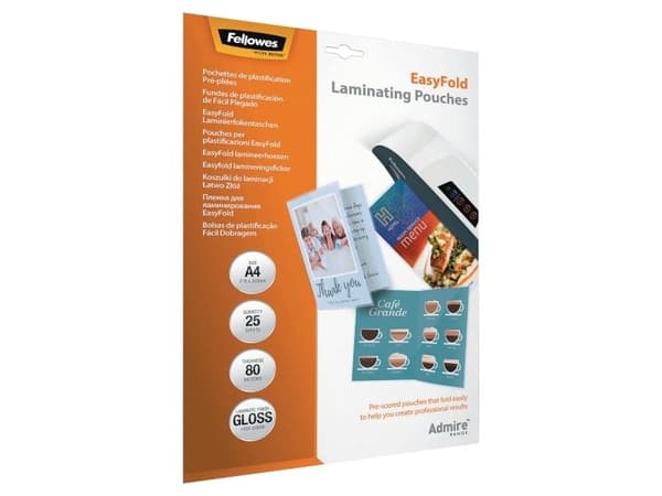 Fellowes EasyFold - 25-pack - glanset - 216 x 303 mm lamineringspunger