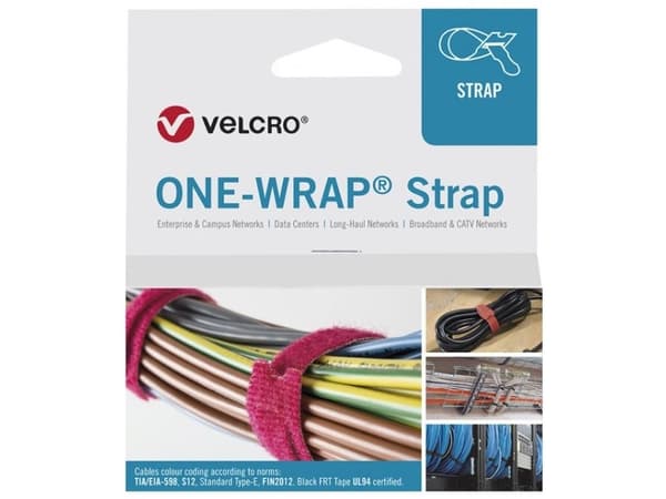VELCRO One Wrap-remmar 20mm x 230mm, 25 st, vit