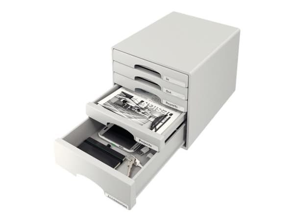 Leitz Plus - Lådskåp - 5 lådor - för 245 x 330 mm - grå