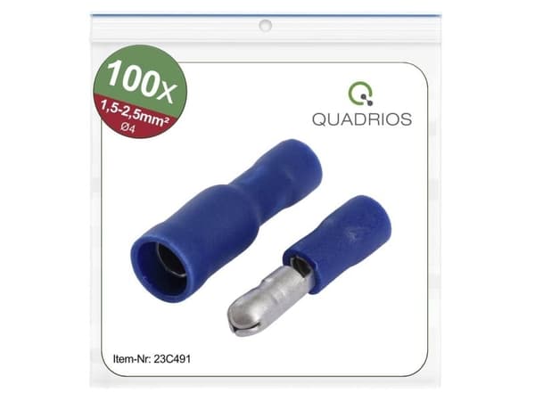 Quadrios 23C491 rundstift 1,5-2,5 mm² blå 100 stk