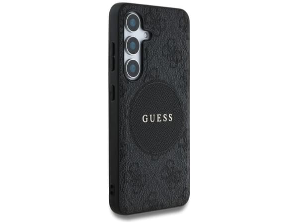 Guess 4G rund patch klassisk logo MagSafe-deksel til Samsung Galaxy S25 Plus sort