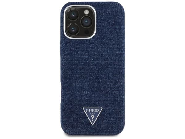 Guess Denim Triangle Logo MagSafe iPhone 16 Pro Max mobilskal - blå