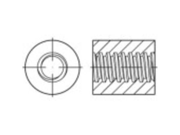 TOOLCRAFT TO-9979536 rund trapetsmutter 16 mm stål 25 st