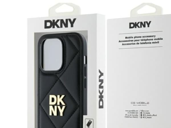 DKNY Quilted Stack Logo iPhone 14 Pro Max Case - Black