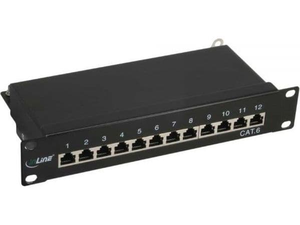 InLine 76213S, RJ-45, Cat6, Sort, Rackmontering, 1U, 254 mm