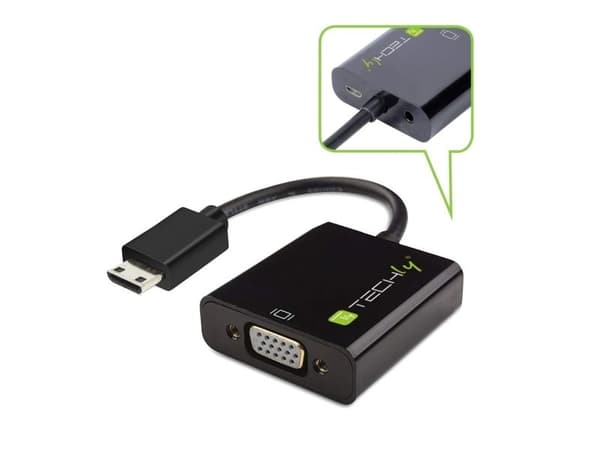 TECHly - Videoadapter - HD-15 (VGA) hun til 19 pin mini HDMI tyyppi C han