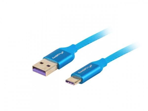 Lanberg Premium - USB-kabel - USB-C (hann) til USB (hann) - USB 2.0 - 5 A - 50 cm - blå