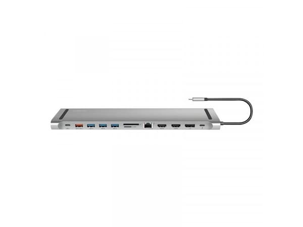 LogiLink USB 3.2 Gen2 Docking Station, USB-C, 12-Port, PD, silver