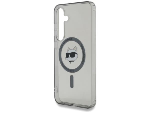Karl Lagerfeld Button Choupette Head-logo MagSafe Samsung Galaxy S25-deksel sort