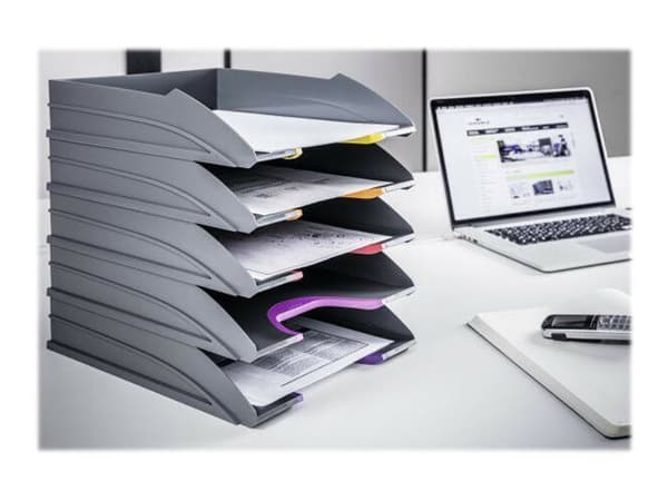 DURABLE VARICOLOR TRAY SET - Brevbakke - 5 rom - antrasittgrå