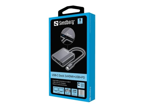 Sandberg - Dockningsstation - USB-C - HDMI