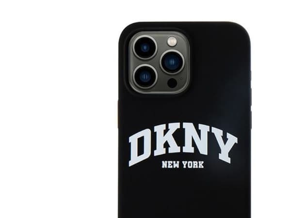 DKNY Liquid Silicone White Printed Logo MagSafe iPhone 14 Pro Max Case - Black