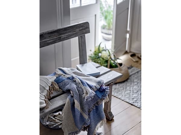 CREATIVE COLLECTION Maji pläd, blå, återvunnen bomull