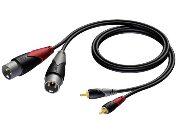 Procab XLR x2 - RCA (Cinch) x2 3 m svart CLA701/3