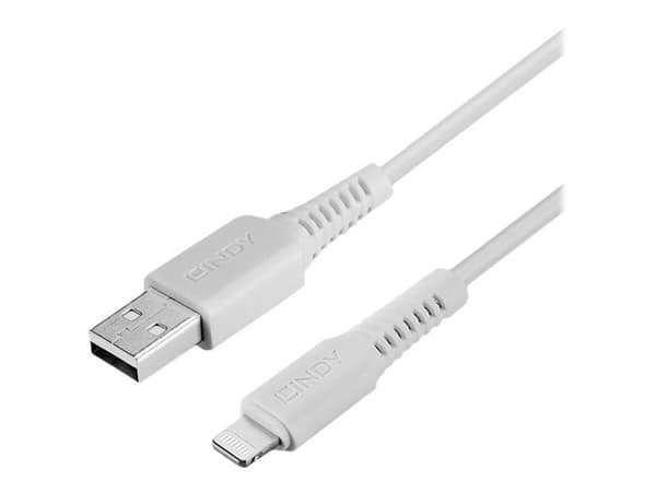 Lindy - Lightning kabel - Lightning hann til USB hann - 3 m - hvit - halogenfri