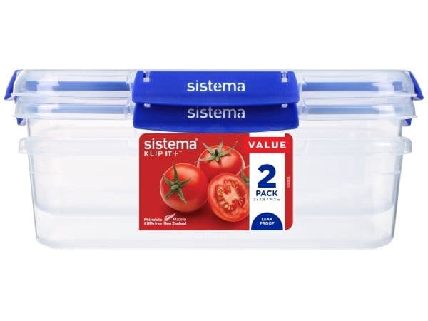 Sistema - 2,2L rektangulær beholder Clip It Plus 2-pakke