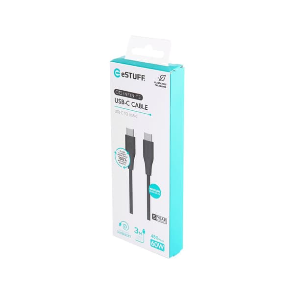 eSTUFF ES604380, 3 m, USB C, USB C, USB 2.0, Svart