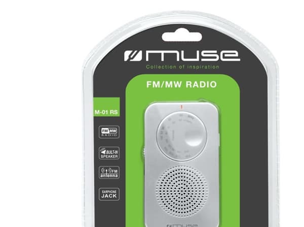 Muse M-01RS, Personal, Analog, FM, MW, 3,5 mm, Grå, Rotations-