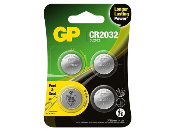 Knapcellebatteri CR2032 3V lithium 4stk