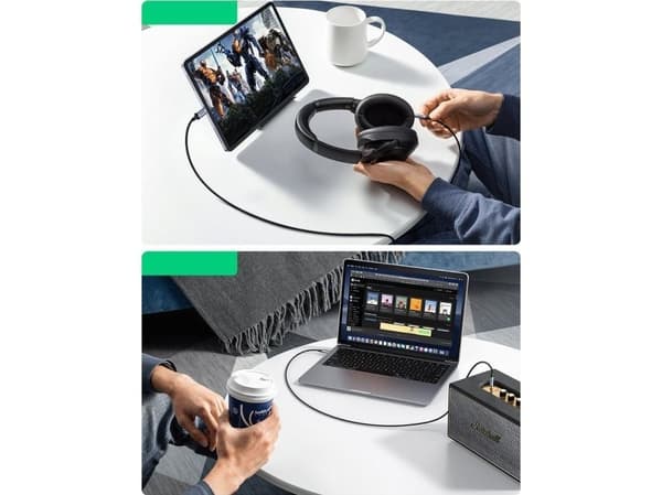 Ugreen USB-kaapeli USB-C - mini Jack 3,5 mm 1 m musta (UGR1190BLK)