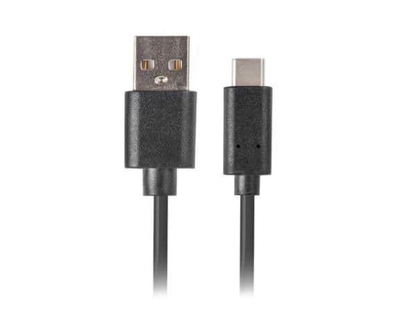 Lanberg USB-C USB cable - USB A 1m black (CA-USBO-20CU-0010-BK)