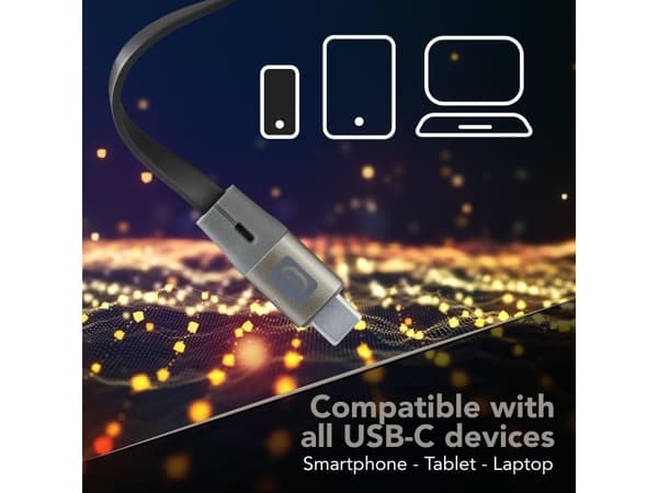 Cellularline USBDATAROLLER5A1MK, 1 m, USB C, Harmaa