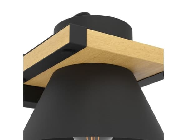 EGLO MACCLES vegglampe E27 sort/natur FSC