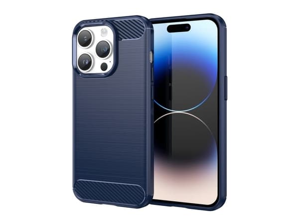 Carbon Case til iPhone 14 Pro - fleksibelt gel-bakdeksel blå
