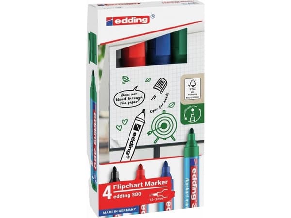 Edding flipchart-markør 1,5–3 mm 4 farger