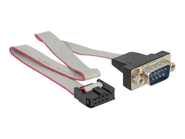 Delock - Seriell kabel - 9-pins serieheader (hunn) til DB-9 (hann) panelmonterbar - 25 cm - grå