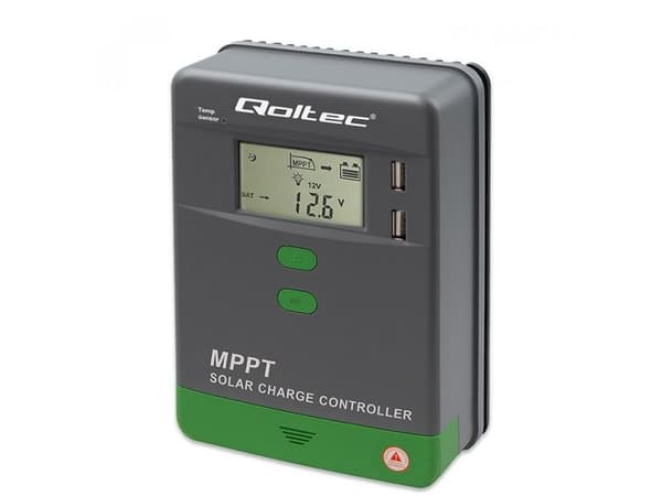 Qoltec MPPT solcelleregulator med temperatursensor 40A | 12V/24V | LCD | 2xUSB | Bluetooth | APP | GEL | LiFePO4