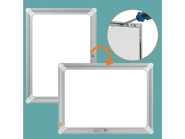 Nobo Premium Plus Låsbar A3 Affischram, Enbildsram, Polypropylen (PP), Aluminium, Silver, Vägg, Rektangulär, Liggande / Stående