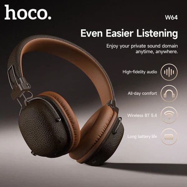 Hoco hodetelefoner Hoco trådløse on-ear W64 brun