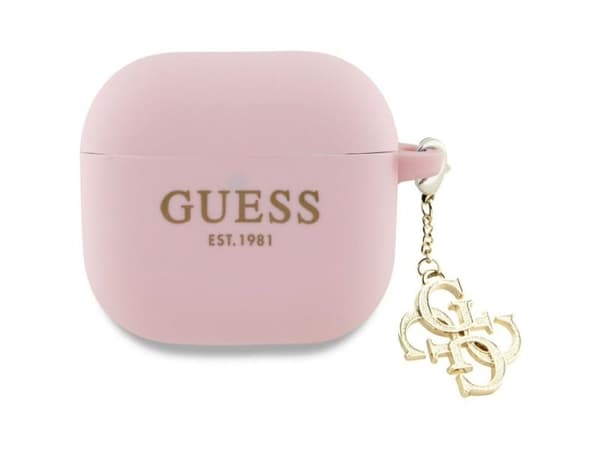 Guess til AirPods 4 silikon 4G-anheng rosa