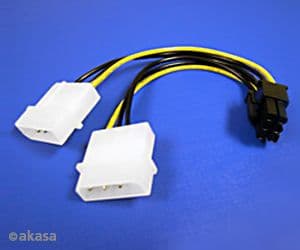 Akasa AK-CB4-6 - Strømadapter - 6-pins PCIe-strøm til 4-pin intern strøm - 20 cm