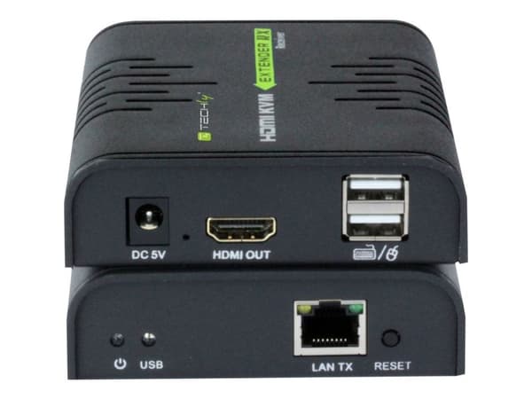 TECHly 120m HDMI KVM EXTENDER over Network Cable - Sender og mottaker - KVM / lydutvider - 1GbE, USB 2.0, HDMI - 10Base-T, 100Base-TX, 1000Base-T -...