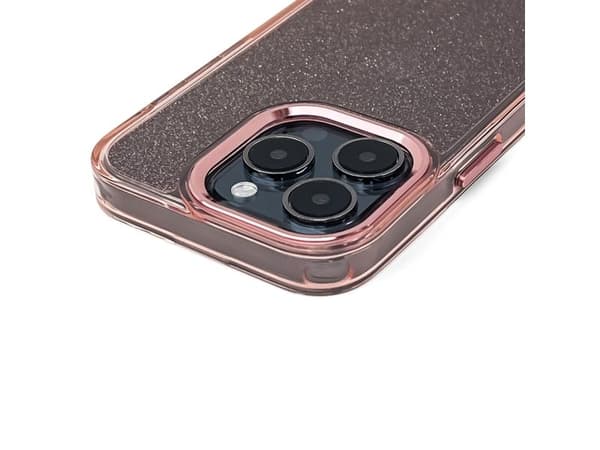 Glitterfodral för iPhone 16 - rosa med glitter