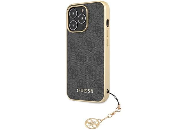 Guess 4G Charms Collection-skal för iPhone 14 Pro - grå