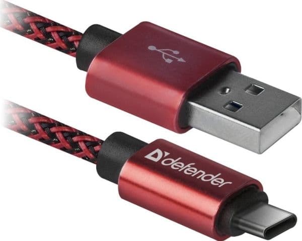USB-kabel Defender USB-A - USB-C 1 m rød (87813)