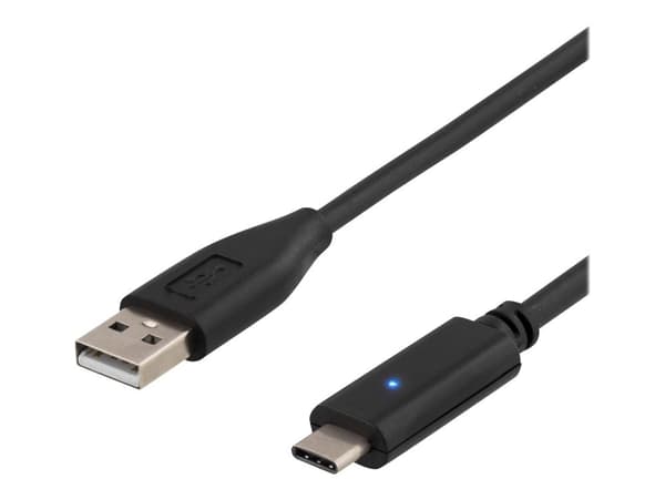 Deltaco USB 2.0 -kaapeli, Type A - Type C uros, 1m, musta, 1 m, USB C, USB C, USB 2.0, 0,48 Gbit/s, Musta