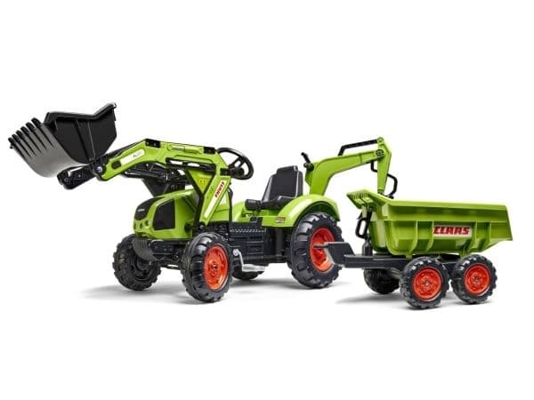 FALK Tractor CLAAS AVEC Green on pedals with trailer from 3 years