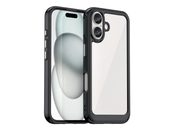 Outer Space-deksel med gelramme til iPhone 16 Plus - svart