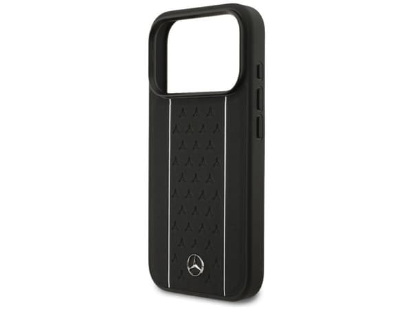 Mercedes Leather Star Pattern Stripes MagSafe-deksel til iPhone 17 Pro - svart