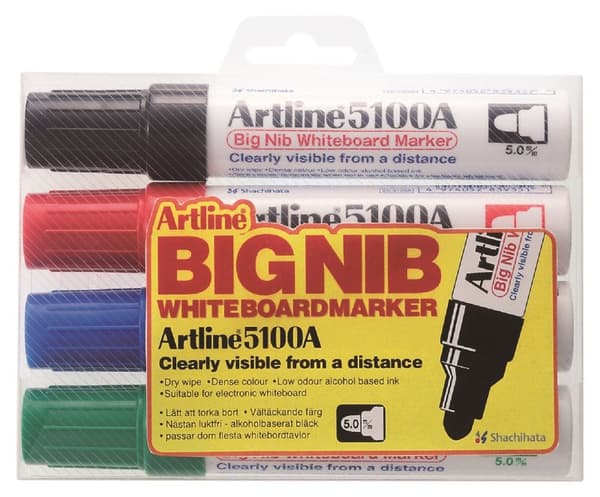Whiteboardmarker Artline 5100A BIG ass. farver (4 stk.)